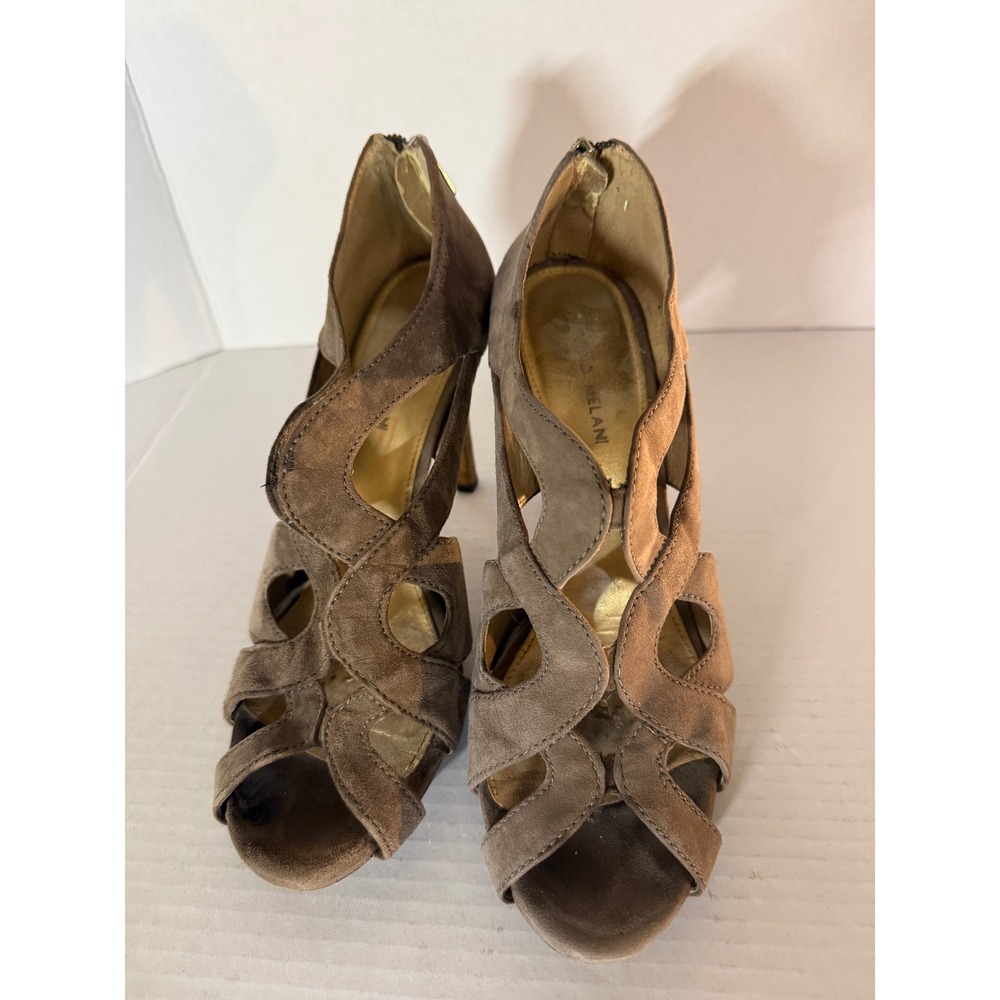 Antonio Melani Brown Suede Cage Platform Heels Open Toe Stiletto Women's 8